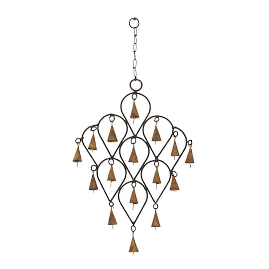 18&#x22; Brass Metal Eclectic Hoops Wind Chime